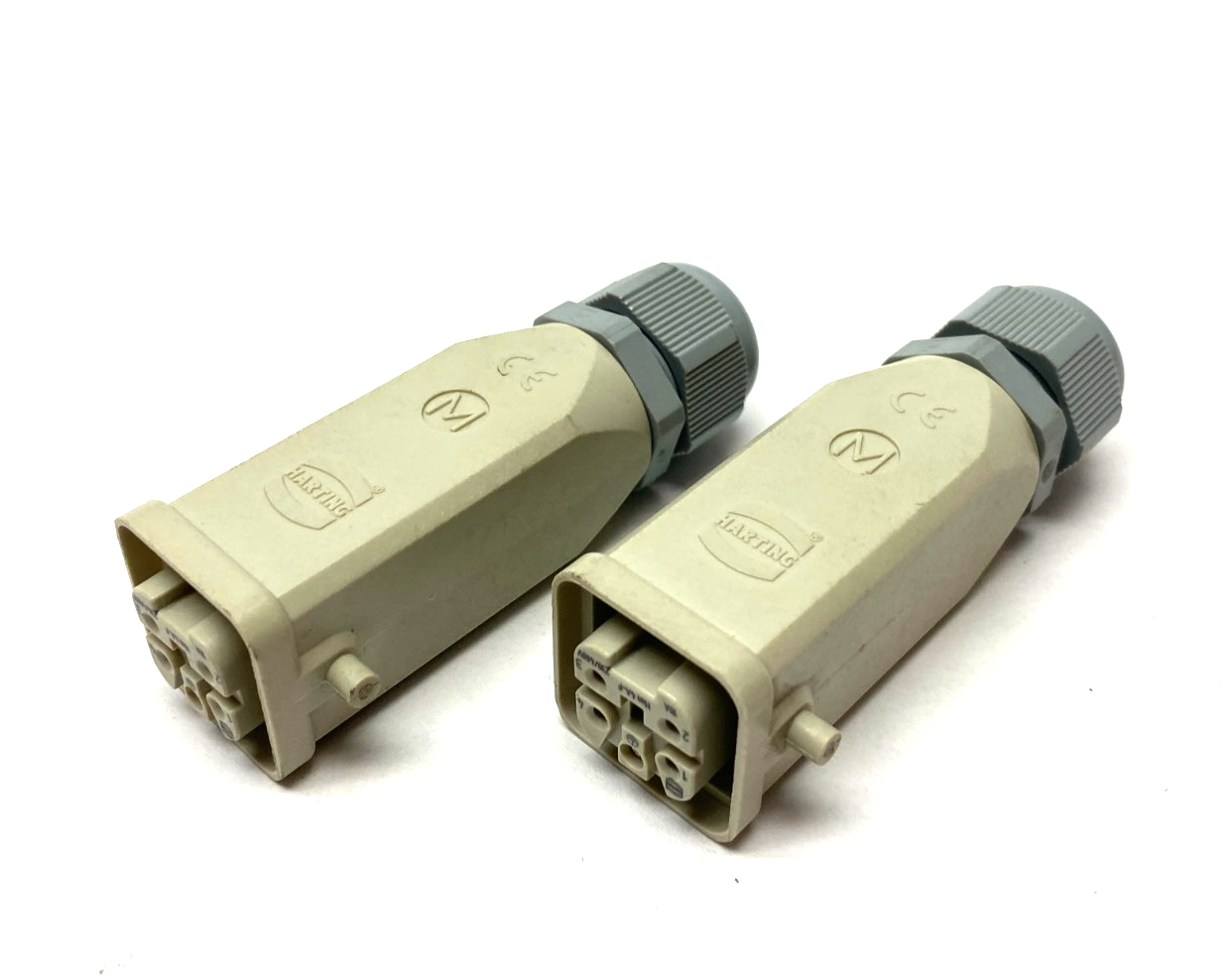 Harting 09200042711 Han A 04 Pos Insert w/ 19200030423 Han 3A Hood LOT OF 2 - Used - Maverick Industrial Sales