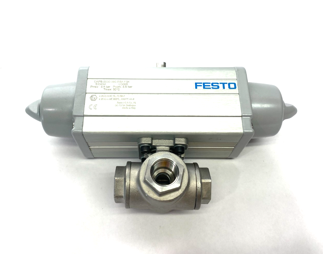 Festo DAPS-0030-090-RS4-F04 Quarter Turn Actuator 533434 w/ 1692212 Ball Valve - Maverick Industrial Sales