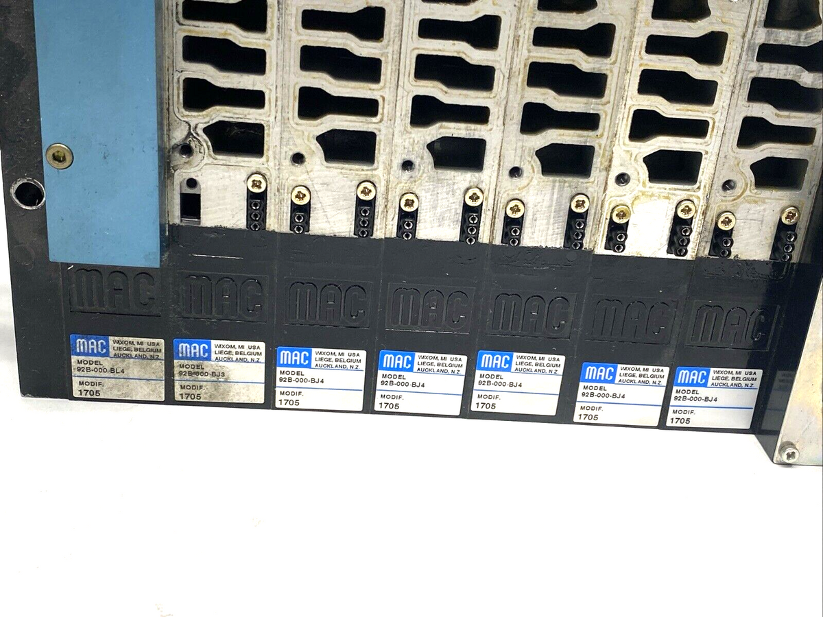 92B-000-BJ4, 92B-000-BJ4, 92B | Mac Valves 92 Series 7-Station Valve Manifold Base 92B-000-BJ4 x6 92B-000-BL4 - Used - Maverick Industrial Sales