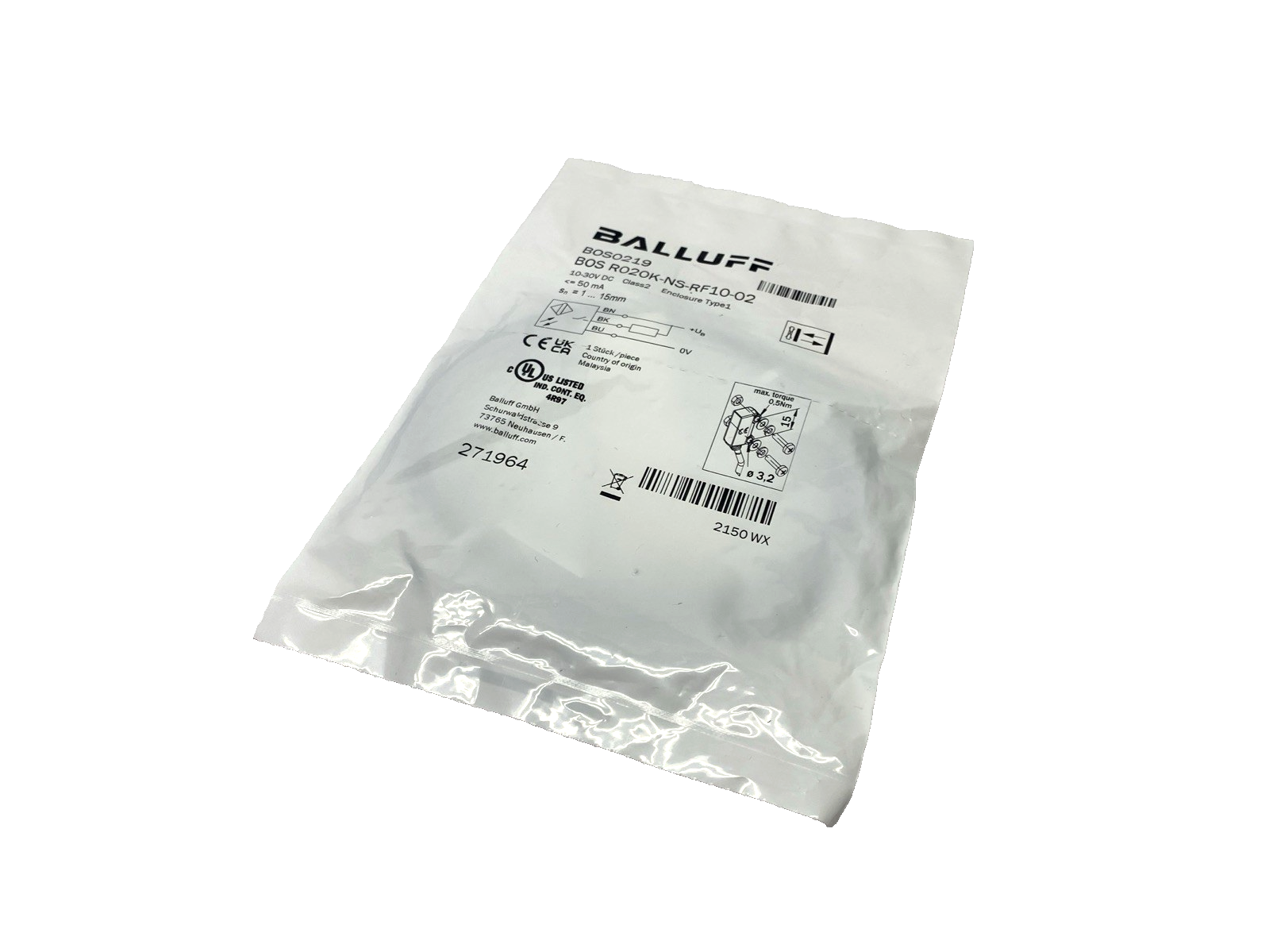 Balluff BOS0219 Diffuse Photoelectric Sensor BOS R020K-NS-RF10-02 - Maverick Industrial Sales