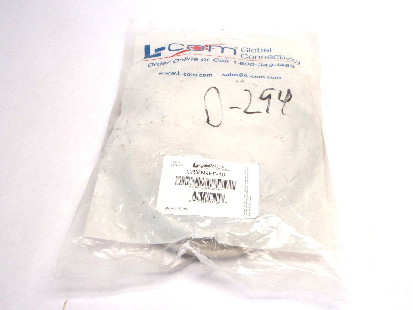 L-Com CRMN9FF-10 Molded D-Sub Cable, DB9 Cable F to F 10 Ft - New – Open box - Maverick Industrial Sales