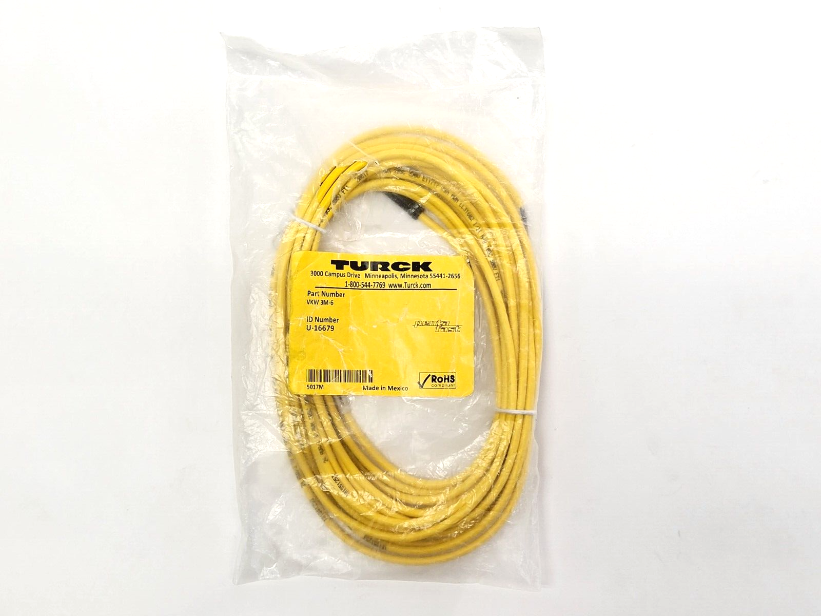 VKW 3M-6 | Turck Pentafast 4-Pin Female Cordset U-16679 - New - Maverick Industrial Sales