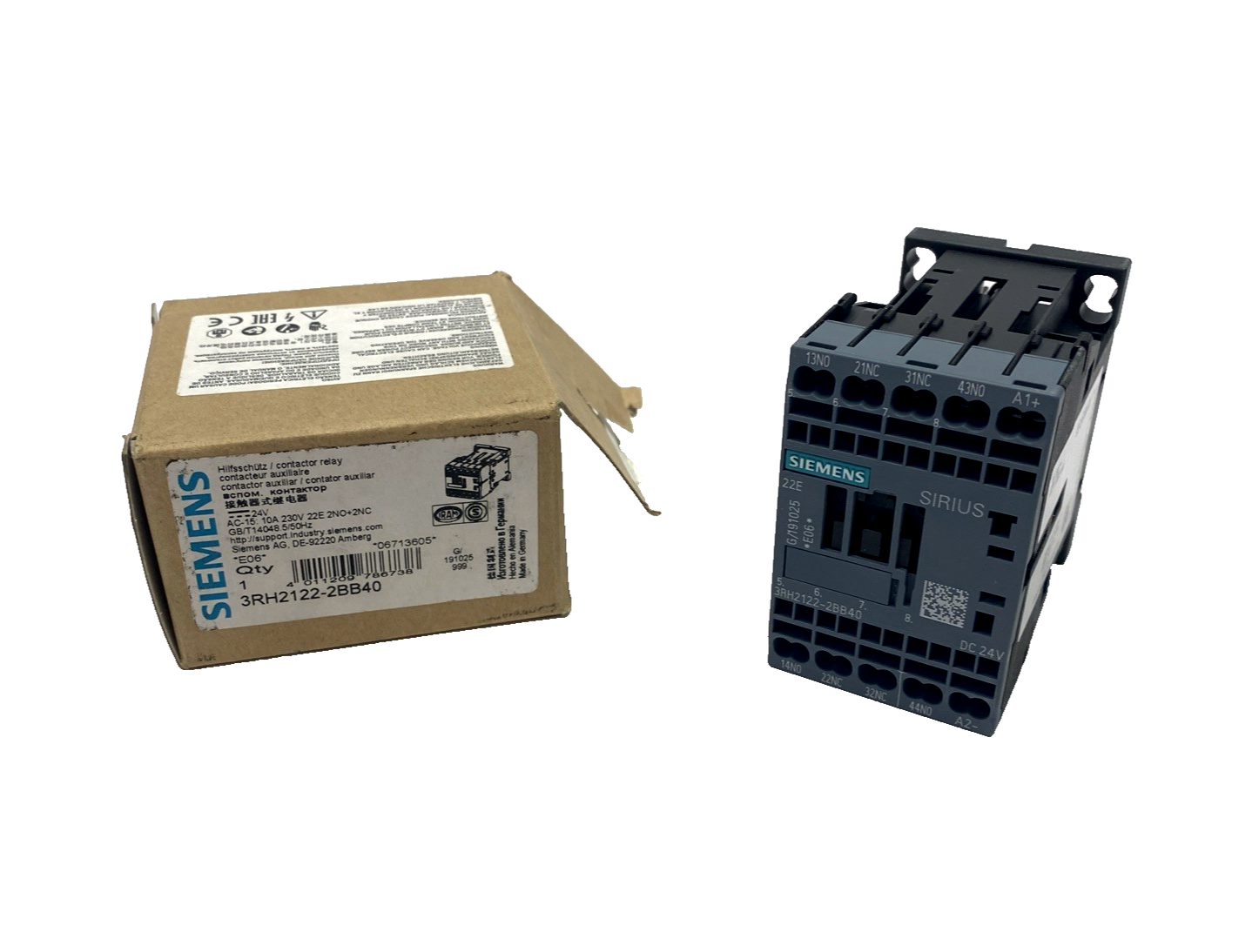 Siemens 3RH2122-2BB40 Contactor Relay 2 NO + 2 NC, 24V DC - Maverick Industrial Sales