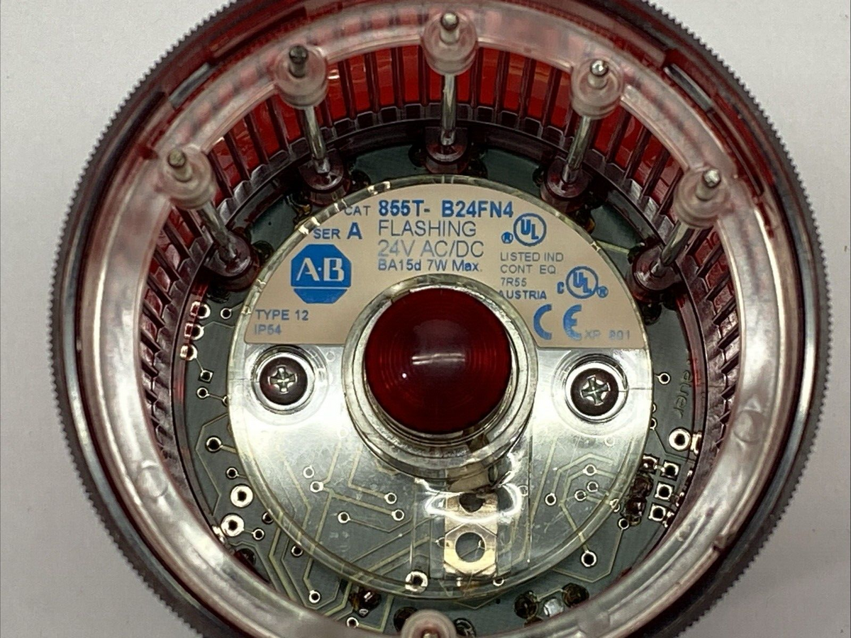 855T-B24FN4 | Allen Bradley Ser A Stack Light Flashing Red 24V 7W - Used - Maverick Industrial Sales
