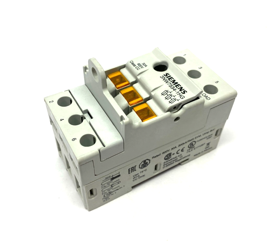 Siemens 3NW7534-1HG 3-Pole Fuse Holder Class CC NO FUSES - Maverick Industrial Sales