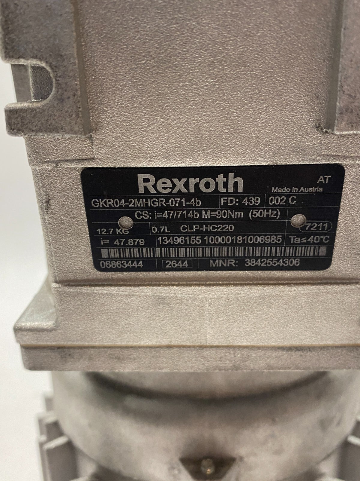 Bosch Rexroth 3842554306 Gearmotor i=47.879 GKR04-2MHGR-071-4b, CS: i=47/714b - Maverick Industrial Sales