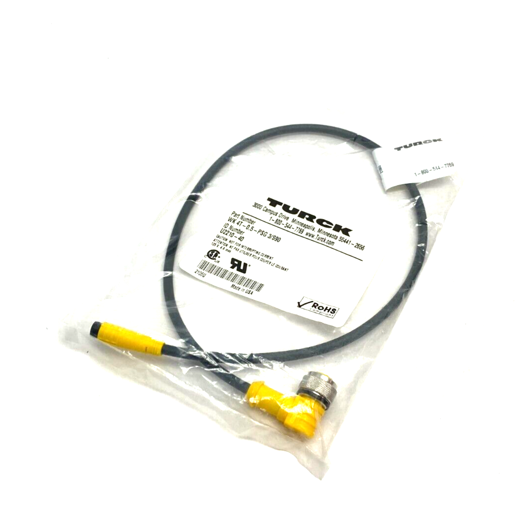 Turck WK 4T-0.5-PSG 3/S90 Double Ended Corset M12 Rt Angle to M8 U2210-40 - Maverick Industrial Sales