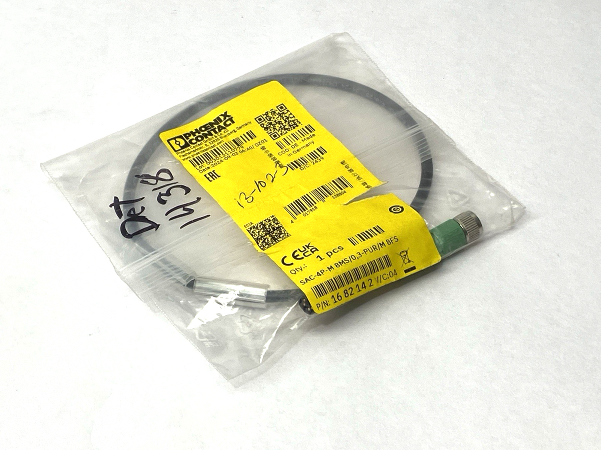 SAC-4P-M 8MS/0,3-PUR 8FS, 1682142 | Phoenix Contact SAC-4P-M 8MS/0,3-PUR 8FS Double-Ended Sensor Cordset 1682142 - New - Maverick Industrial Sales