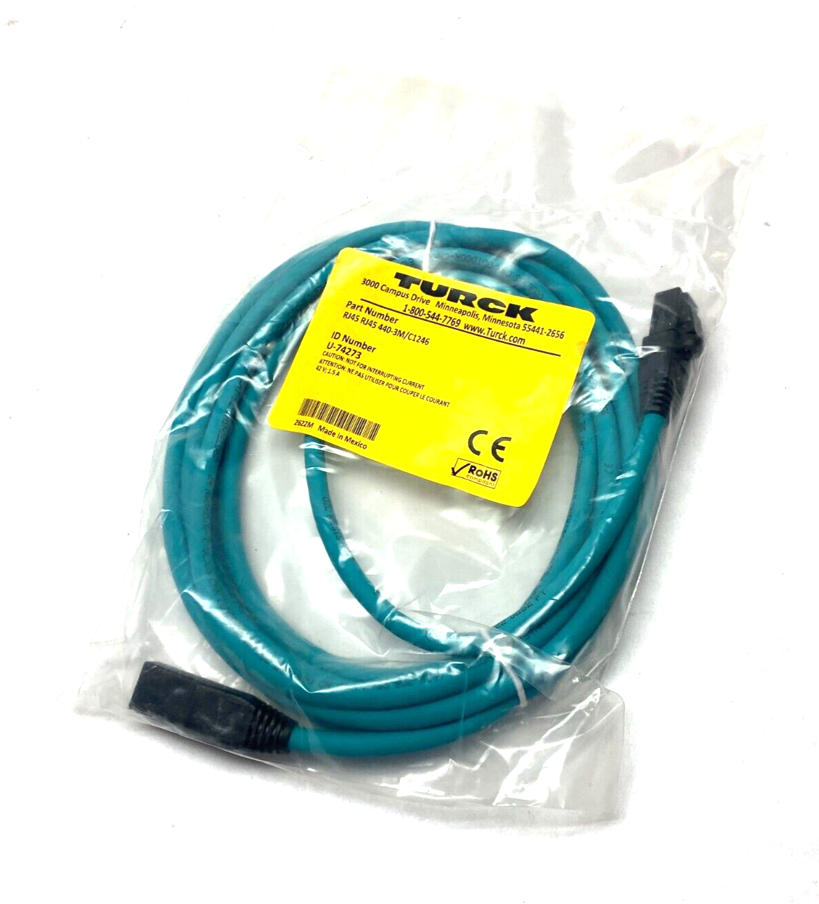 Turck RJ45 RJ45 440-3M/C1246 Industrial Ethernet Cordset 3m U-74273 - New - Maverick Industrial Sales