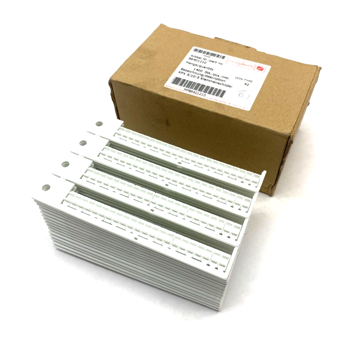 86401210 | Murrplastik Terminal Block Label Plate White BOX OF 1400 - New – Open box - Maverick Industrial Sales