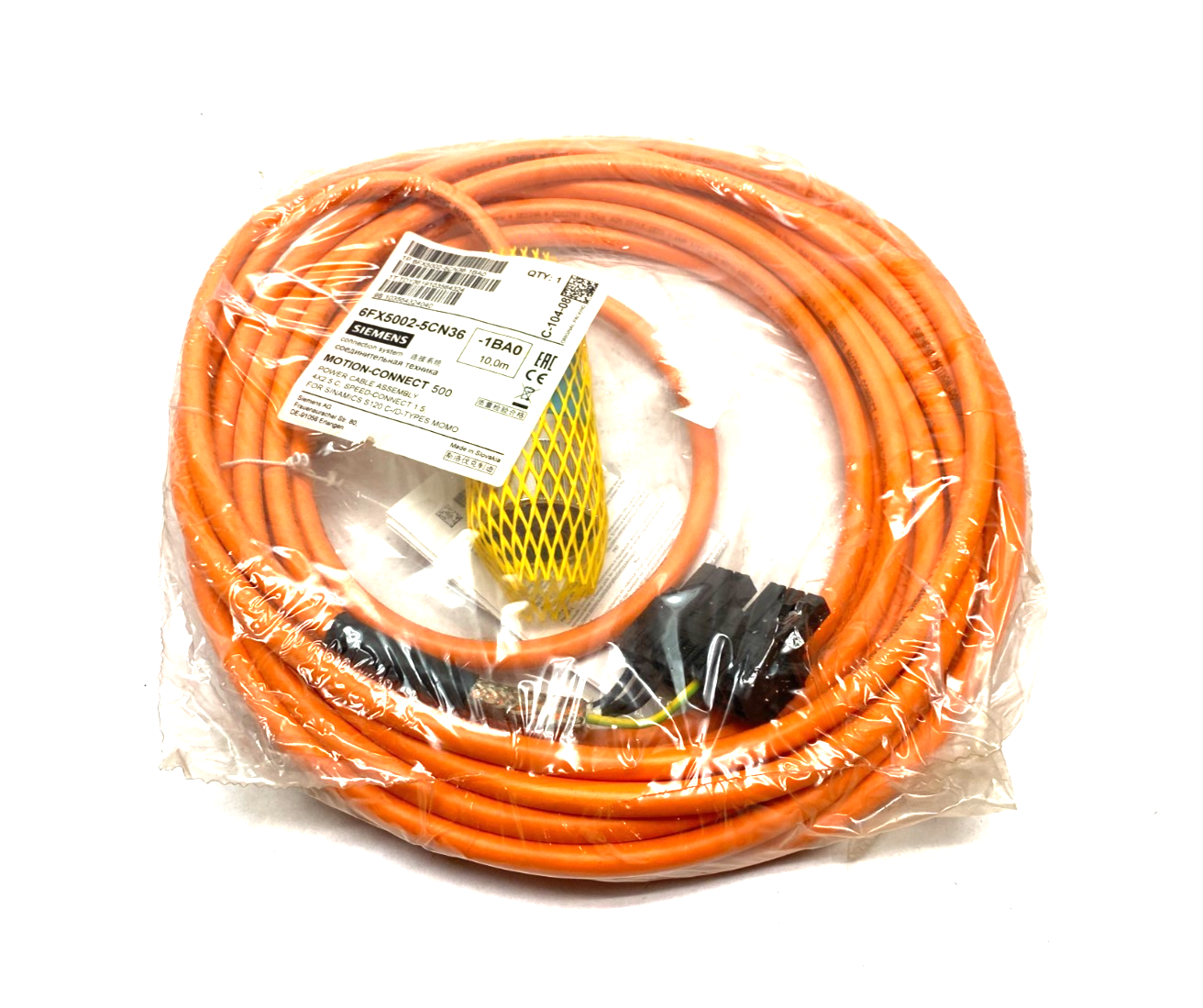 Siemens 6FX5002-5CN36-1BA0 MOTION-CONNECT 500 Power Cable Assembly 10m - Maverick Industrial Sales