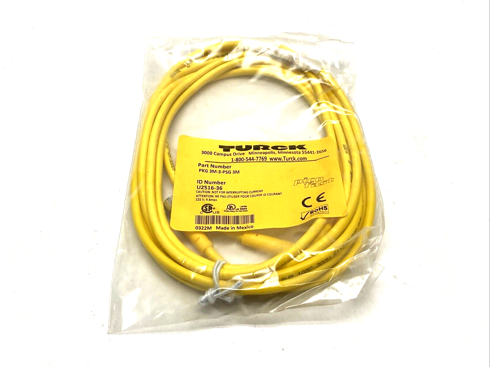 PKG 3M-3-PSG 3M | Turck Double Ended Cordset 3m Length U2516-36 - New - Maverick Industrial Sales