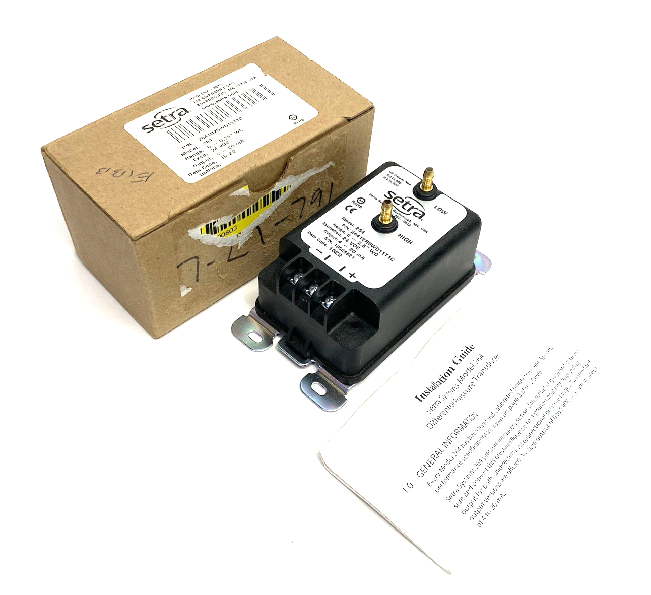 2641R25WD11T1C | Setra Systems Differential Pressure Transmitter 0-2.5" WC Range - New – Open box - Maverick Industrial Sales