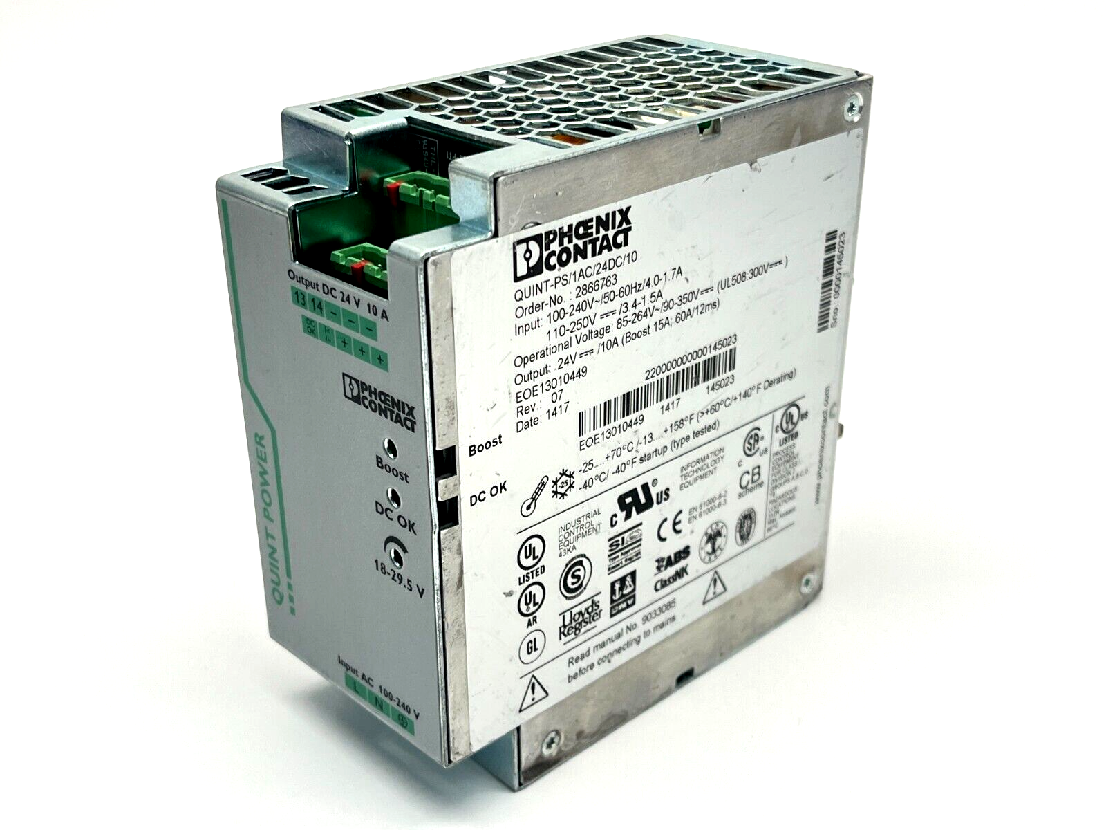 Phoenix Contact QUINT-PS/1AC/24DC/10 Power Supply Unit 2866763 - For parts or not working - Maverick Industrial Sales