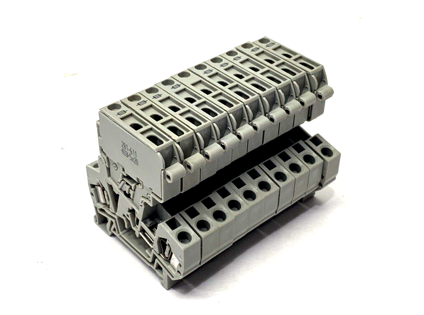 Wago 281-611 2-Conductor Fuse Terminal Block 4mm², Cage Clamp, Gray, LOT OF 10 - Maverick Industrial Sales