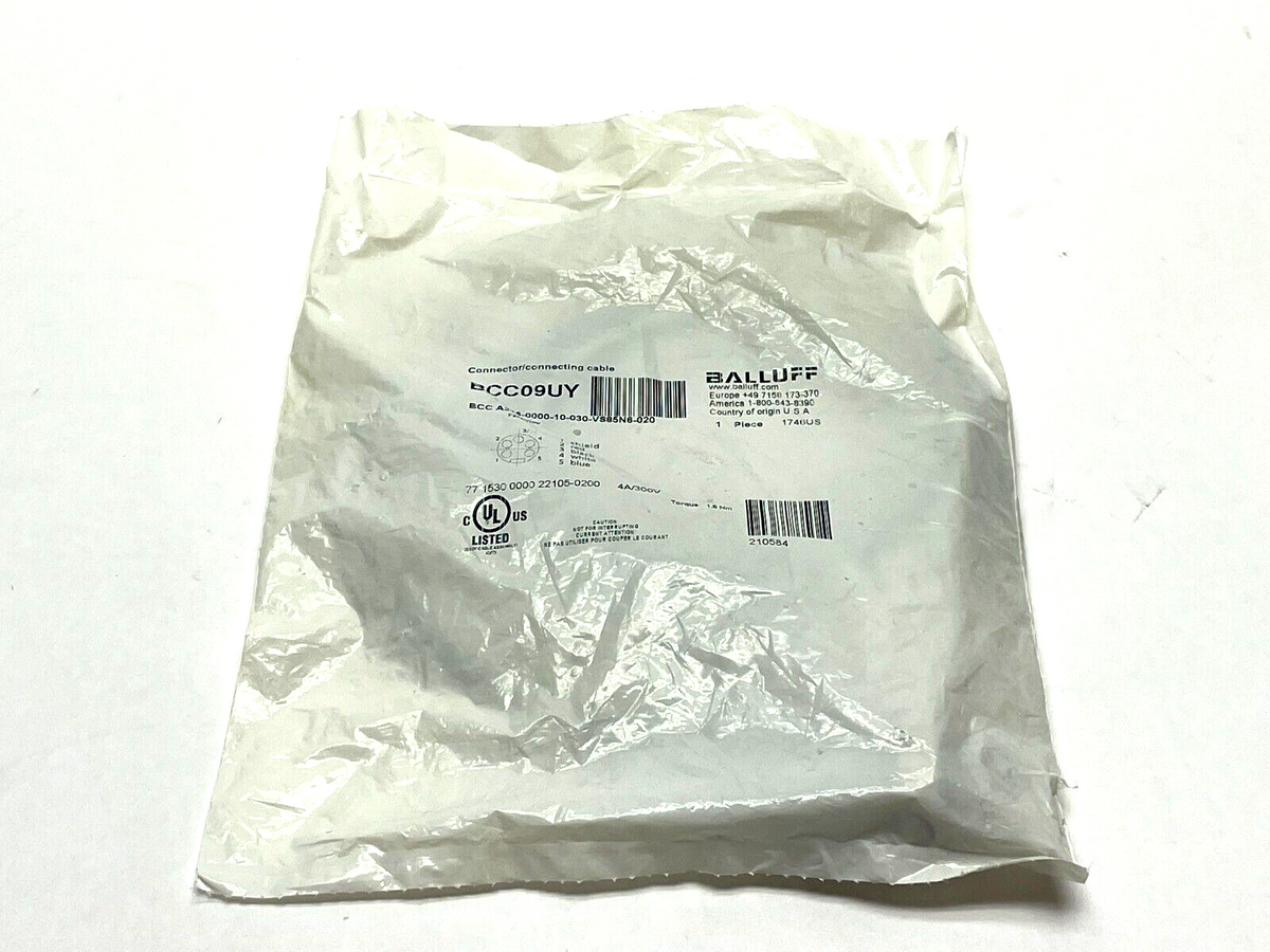 BCC09UY | Balluff Single-Ended Cordset 2m Length BCC A315-0000-10-030-VS85N6-020 - New – Open box - Maverick Industrial Sales
