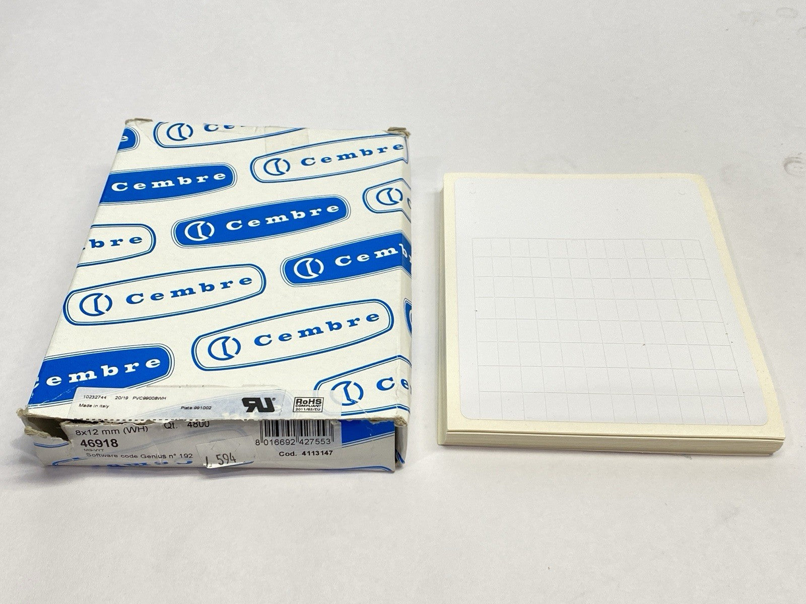 46918 | Cembre Adhesive Labels MG-VYT QTY OF 4608 - New – Open box - Maverick Industrial Sales