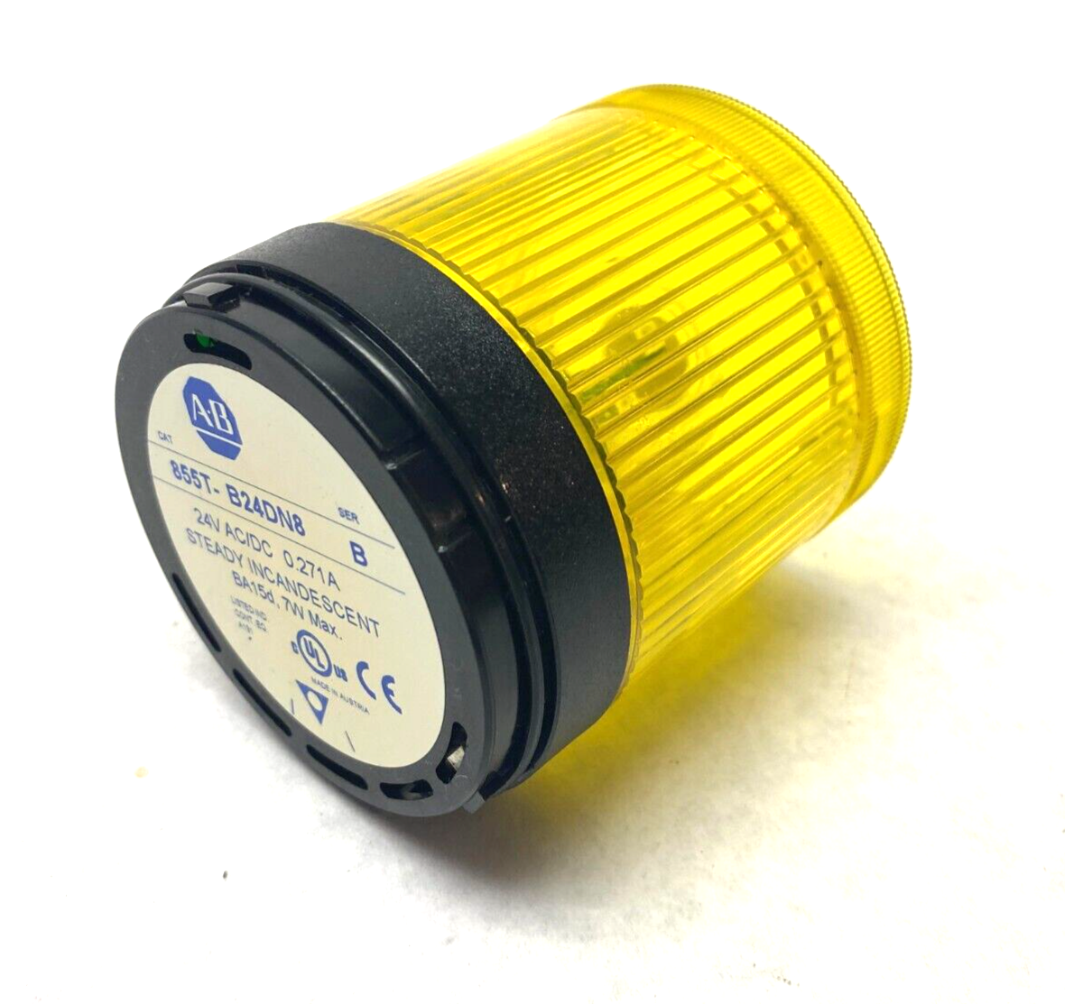 Allen Bradley 855T-B24DN8 Ser. B Steady Incandescent Stack Light Yellow 24V - Used - Maverick Industrial Sales