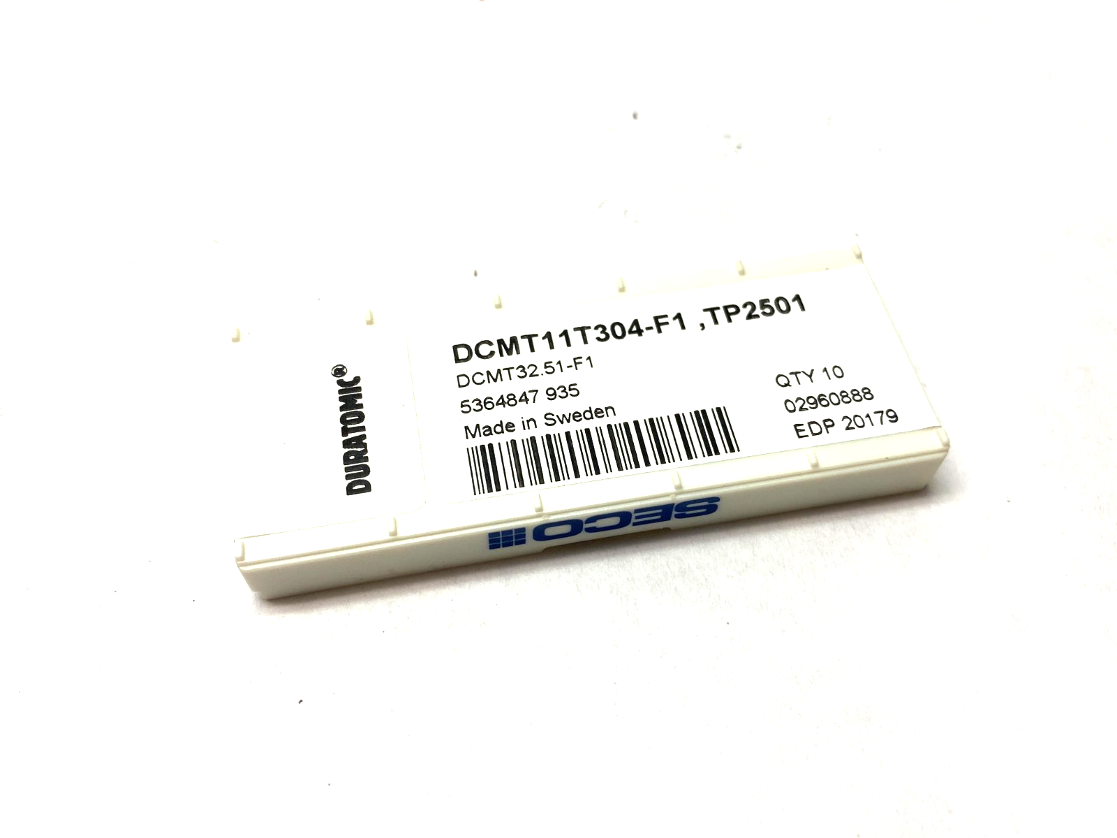Seco DCMT11T304-F1, TP2501 DURTOMIC Insert for Turning DCMT32.51-F1 PKG OF 10 - Maverick Industrial Sales
