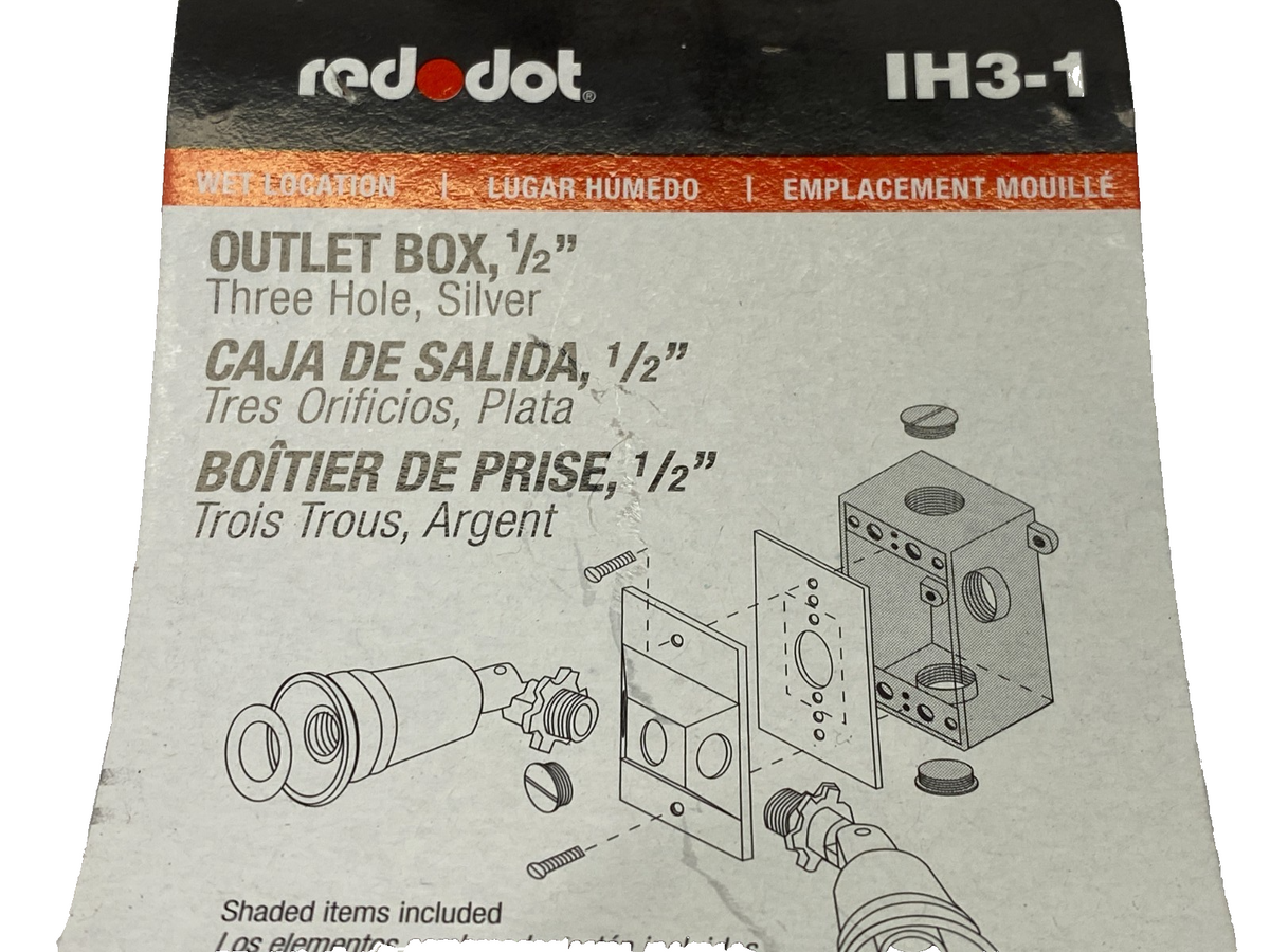 Red Dot IH3-1 Weatherproof Box 1/2", Three Hole, Silver, Aluminum, LOT OF 3 - Maverick Industrial Sales
