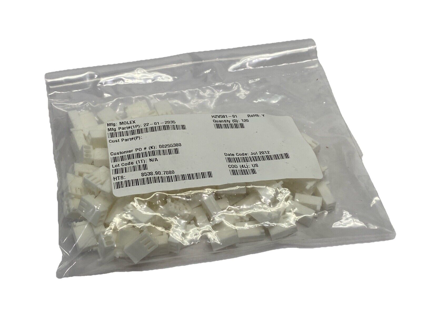 Molex 22-01-2035 Header Housing Connector 3-Position PKG OF 120 - New – Open box - Maverick Industrial Sales