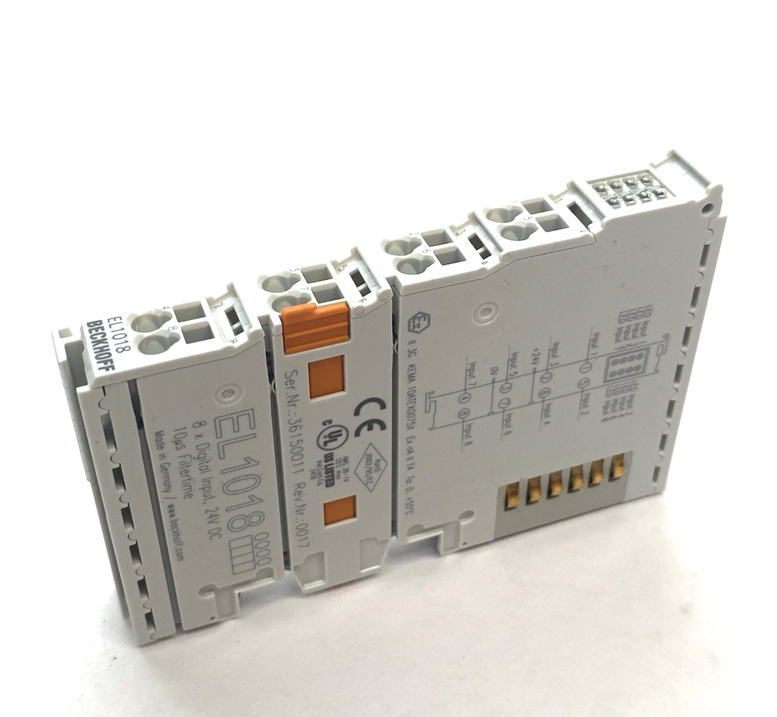 Beckhoff EL1018 EtherCAT 8-Channel Digital Input Terminal 24 V DC, 10µs - Maverick Industrial Sales