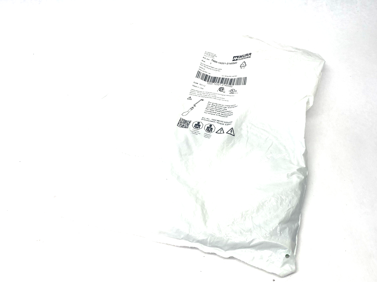 Murrelektronik 7000-12221-2140500 Single Ended M12 female 0° A-cod. Cordset - Maverick Industrial Sales
