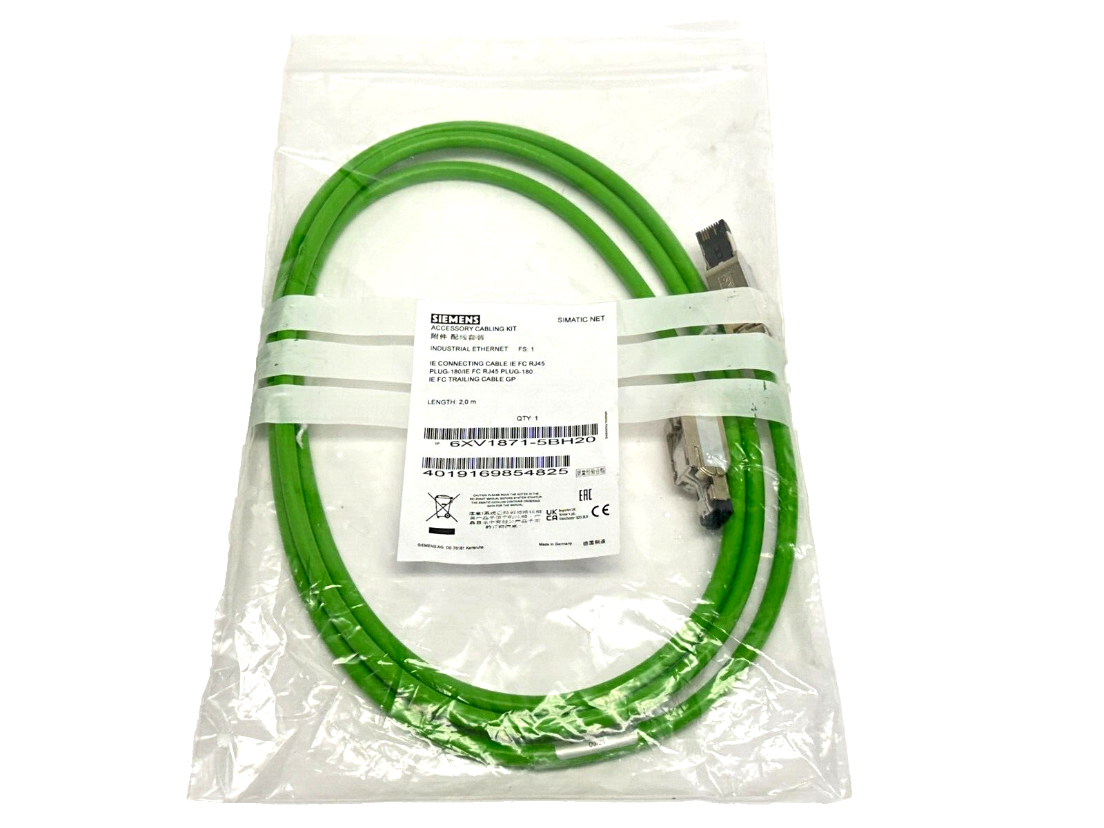 Siemens 6XV1871-5BH20 Industrial Ethernet Connecting Cable FC RJ45 Plug-180 2m - Maverick Industrial Sales