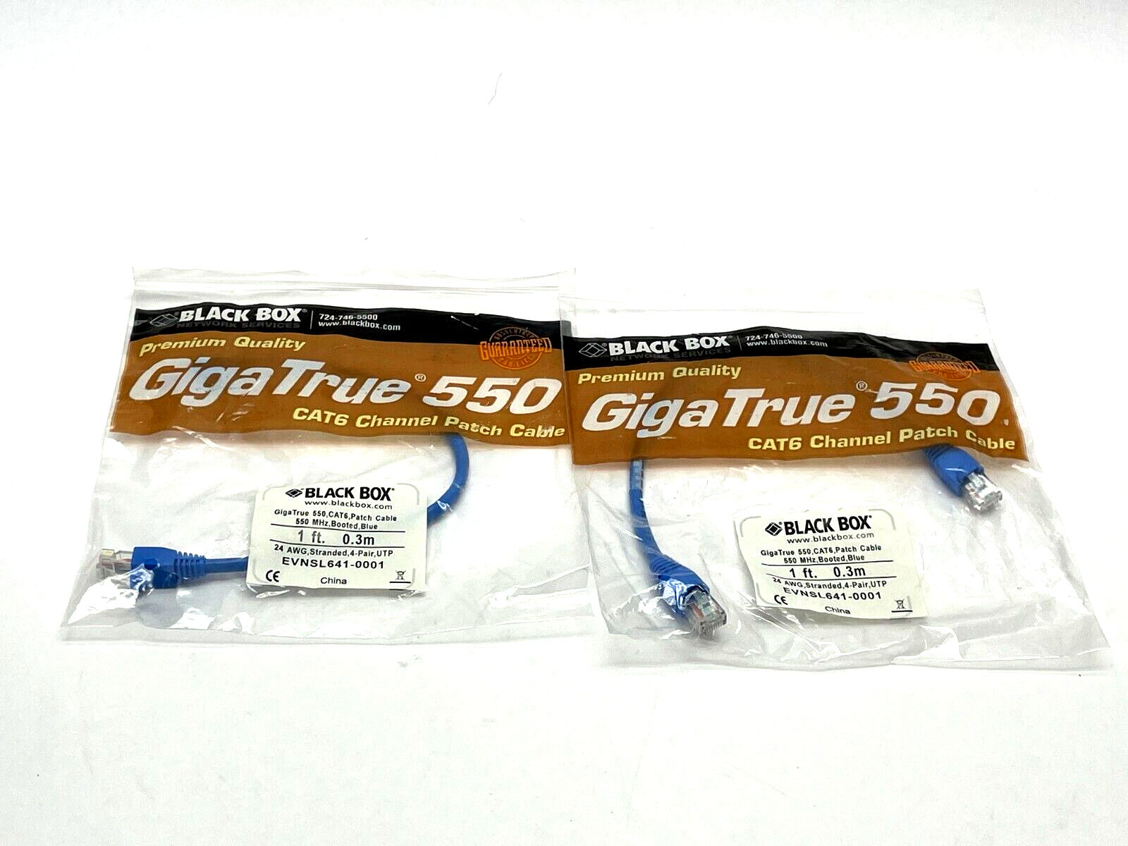 EVNSL641-0001 | Black Box GigaTrue Channel Patch Cable 1ft Length LOT OF 2 - New - Maverick Industrial Sales