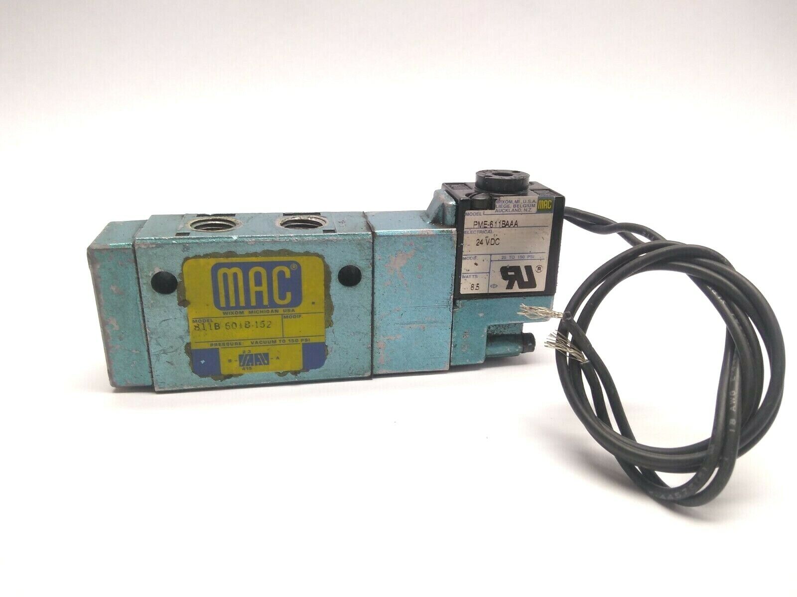 811B-601B-152 | Mac Valves Solenoid Valve with PME-611BAAA 24VDC Coil - Used - Maverick Industrial Sales