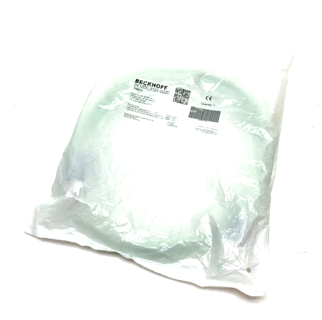 Beckhoff ZK1090-3191-0020 EtherCat Double Ended Cordset RJ45 to M8 2m Length - New - Maverick Industrial Sales