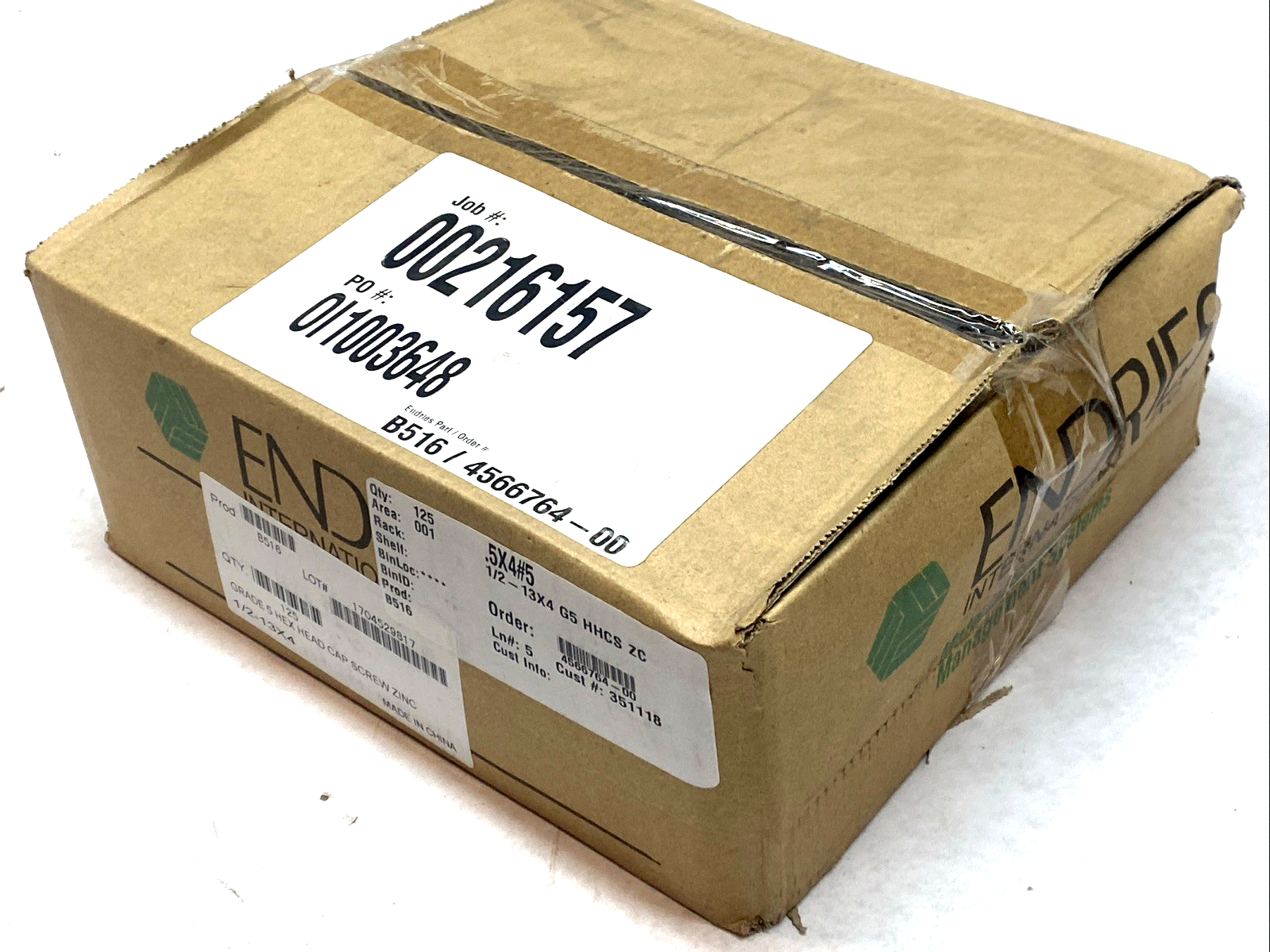 1/2-13x4 | ENDRIES Zinc Grade 5 Hex Cap Screws Box of 125 - New - Maverick Industrial Sales