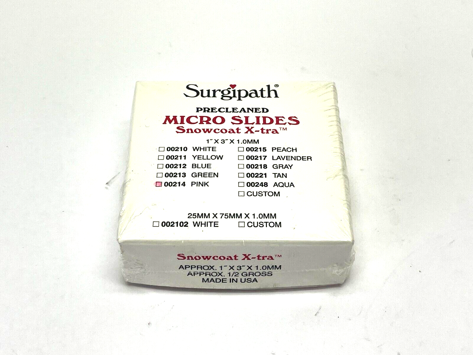 Leica Surgipath Snowcoat X-Tra 00214 Pink Micro Slides - New - Maverick Industrial Sales