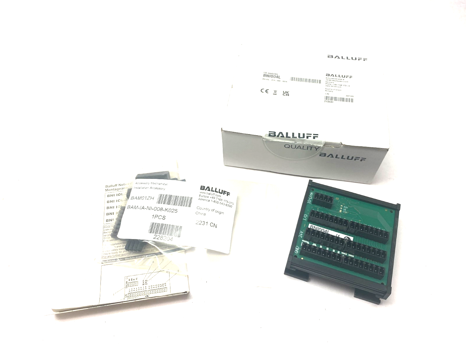 BNI004L, BNI IOL-310-000-K025 | Balluff BNI IOL-310-000-K025 Standard I/O Link Hub BNI004L - New – Open box - Maverick Industrial Sales