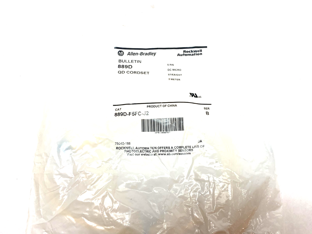 889D-F5FC-J2 | Allen Bradley Ser. B Straight QD/DC Micro Cordset 5-Pin 2m - New - Maverick Industrial Sales