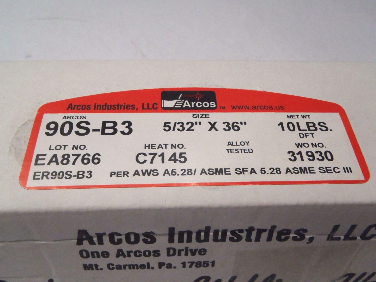 ARCOS ER90S-B3 5/32" x 36" Welding Rods 10lb Box - Maverick Industrial Sales
