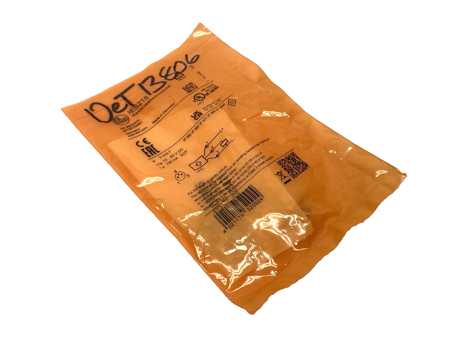 Ifm IEB3003BBPKG/V4A/AS Inductive Sensor M8 IES215 - New - Maverick Industrial Sales