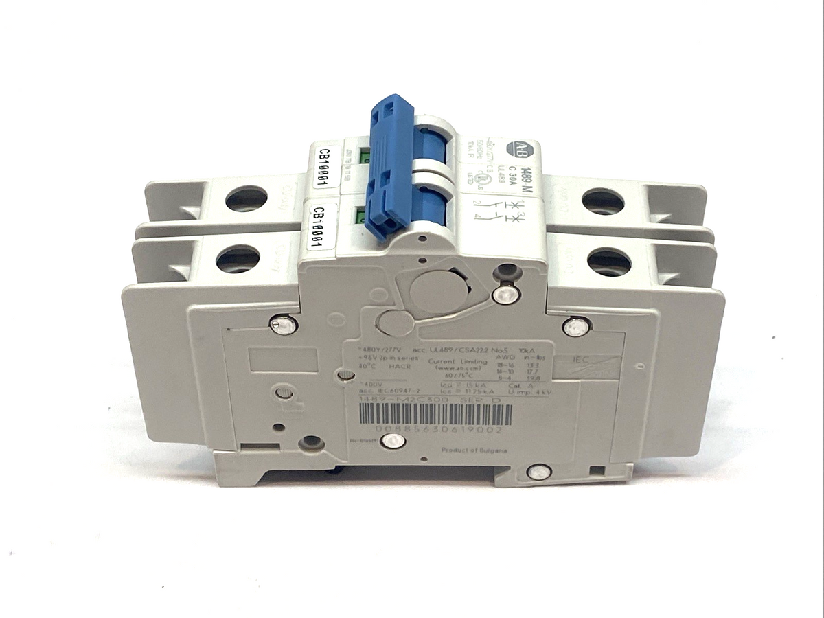 1489-M2C300 | Allen Bradley Ser. D 2 Pole Circuit Breaker ~480Y/277V 50/60Hz 30A- Used - Maverick Industrial Sales