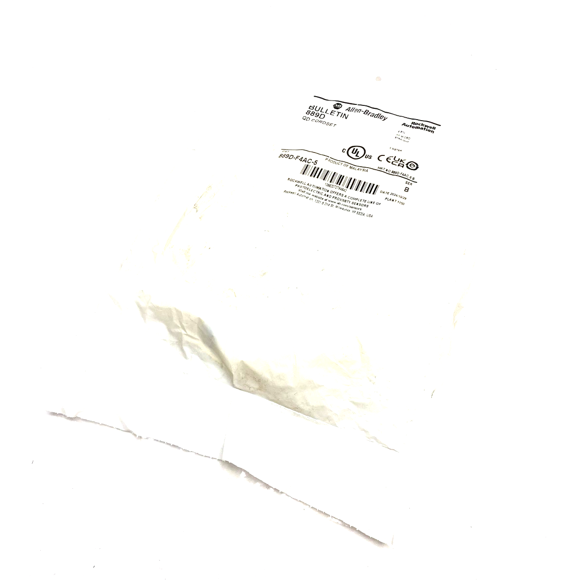 Allen Bradley 889D-F4AC-5 Ser. B Straight DC Micro Cordset 4-Pin 5m Length - Maverick Industrial Sales