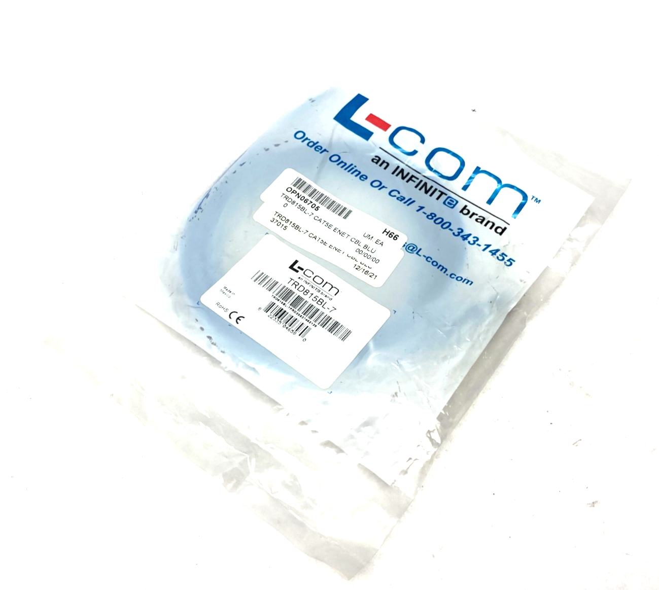 L-Com TRD815BL-7 Ethernet Patch Cable CAT5e 7.0ft - Maverick Industrial Sales