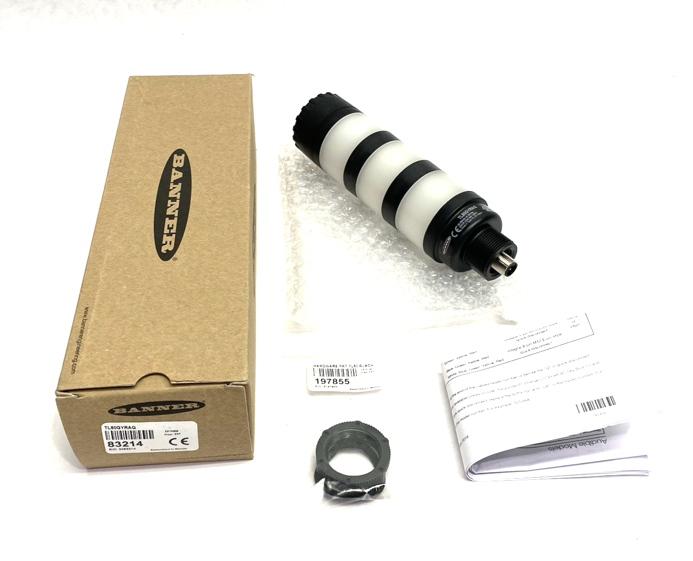 TL50GYRAQ | Banner Core Series 50mm LED Tower Light w/ Audible Ind. 3-Color 83214 - New – Open box - Maverick Industrial Sales