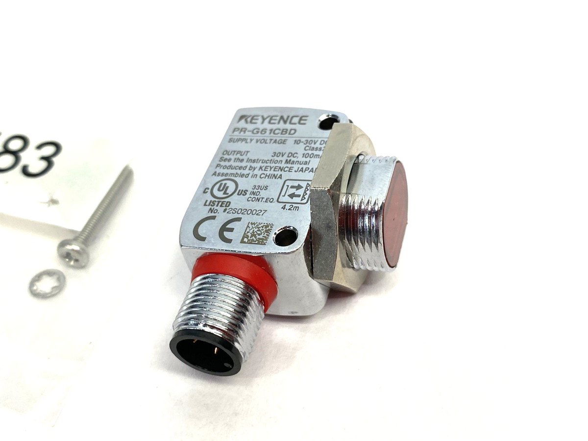 PR-G61CBD | Keyence Self-Contained Retro-reflective Sensor, M12 Connector, 4.2 m - New – Open box - Maverick Industrial Sales