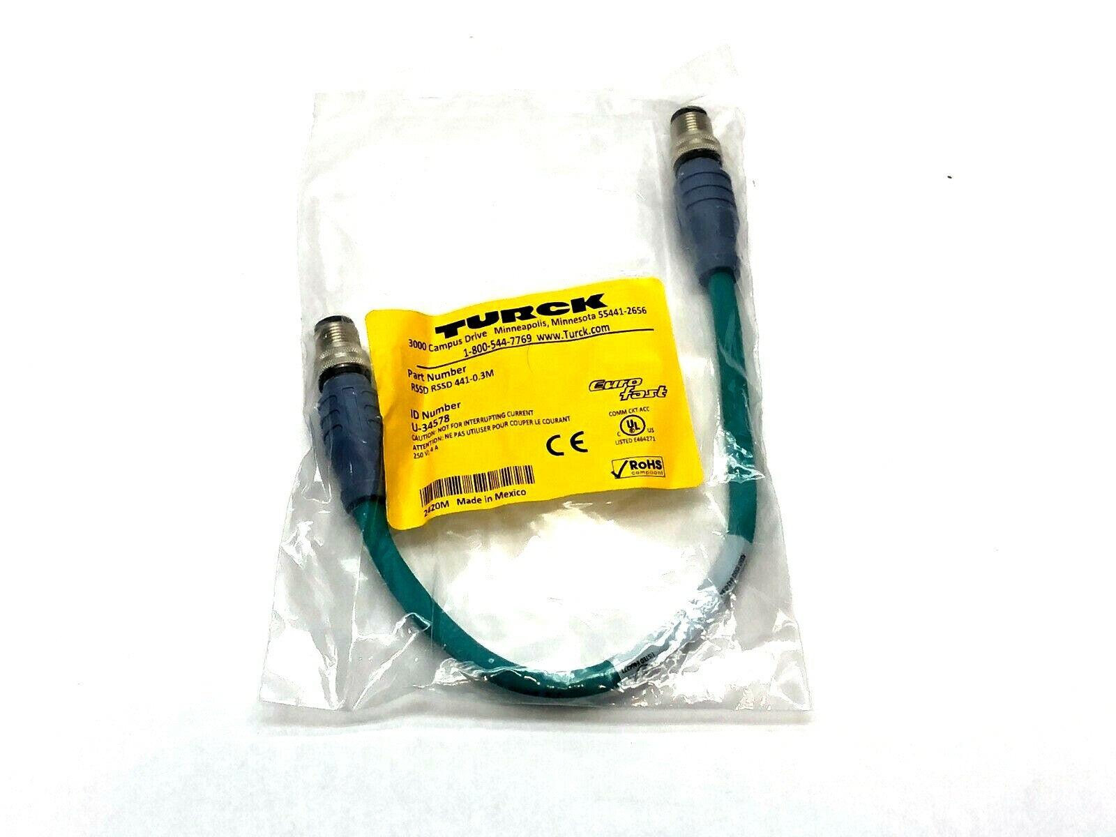 Turck RSSD RSSD 441-0.3M Double-Ended Cordset U-34578 - New - Maverick Industrial Sales