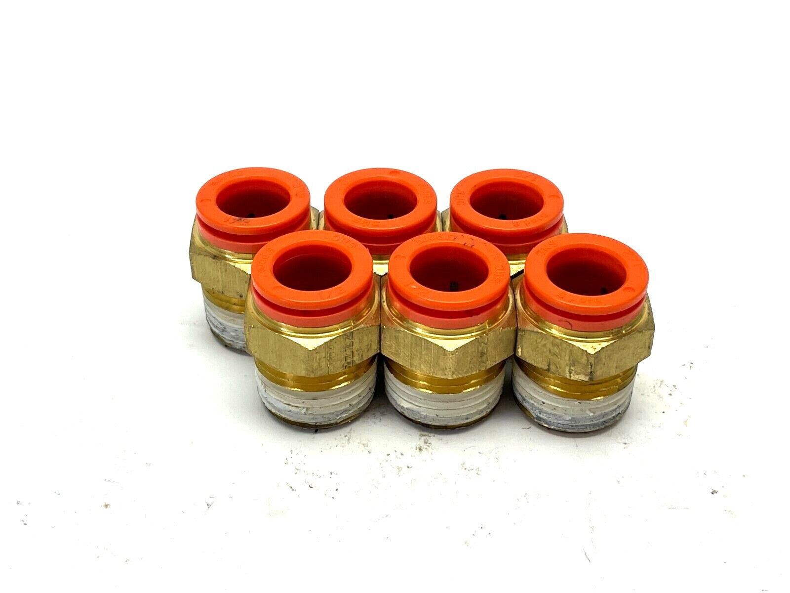 SMC KQ2S13-37AS Hex Head Connector Fitting 1/2" One Touch 1/2" NPT LOT OF 6 - Maverick Industrial Sales