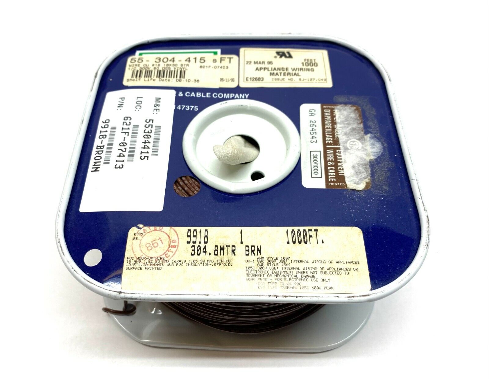 Belden 99180011000 Hook-up Wire 18AWG 1C PVC 775ft Spool Brown - New – Open box - Maverick Industrial Sales