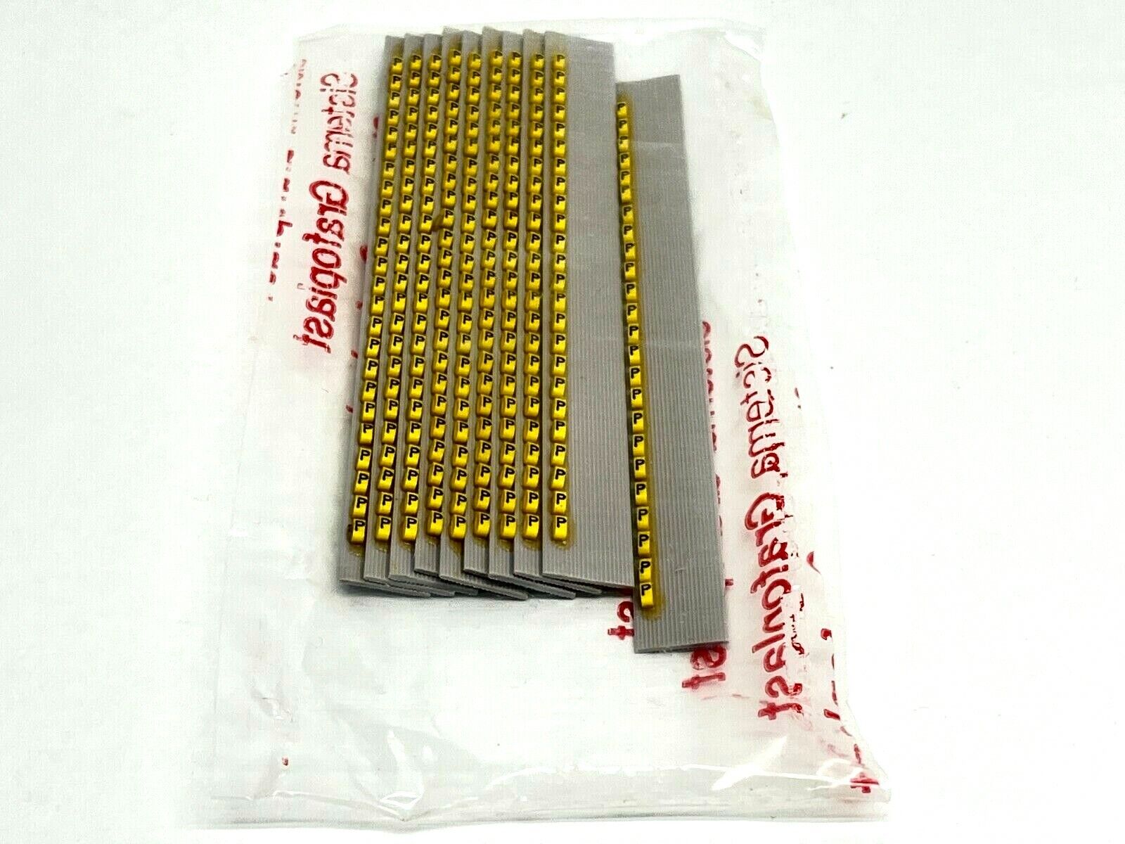 117 | Grafoplast Wire Markers P Black on Yellow 10 Strips 9TFX16 - New - Maverick Industrial Sales
