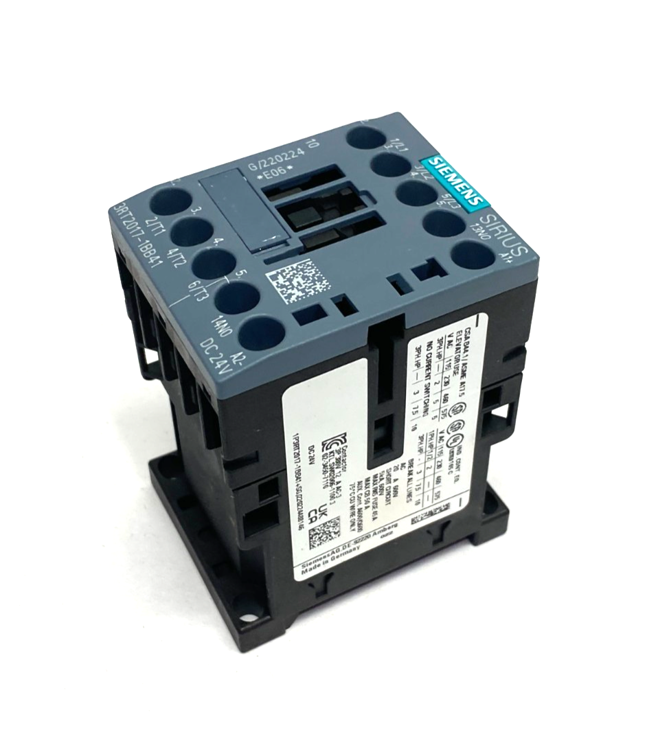 Siemens 3RT2017-1BB41 SIRIUS Contactor 12A, 400V, 5.5kW, 1NO - Maverick Industrial Sales