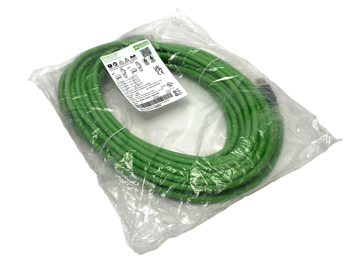 Murrelektronik 7000-74301-7961500 Double End Ethernet Cable Male RJ45 4-Pole 15m - Maverick Industrial Sales
