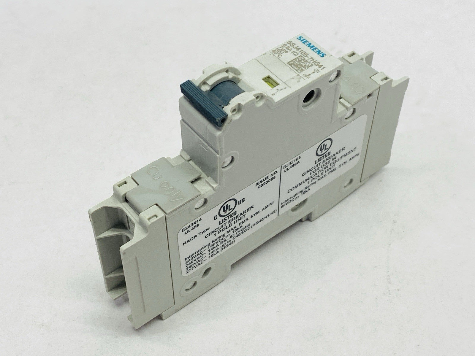 Siemens 5SJ4105‑7HG41 Miniature CB 0.5A 1‑Pole 240V – No Box - Maverick Industrial Sales