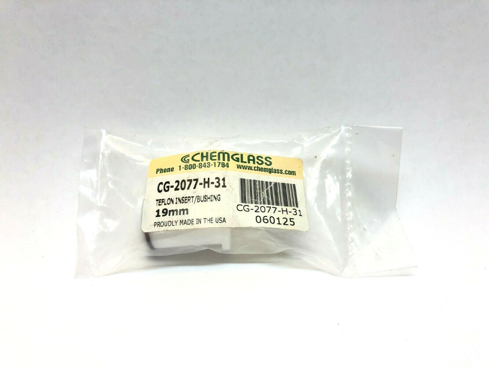 Chemglass CG-2077-H-31 Teflon Insert/Bushing, 19mm - New - Maverick Industrial Sales